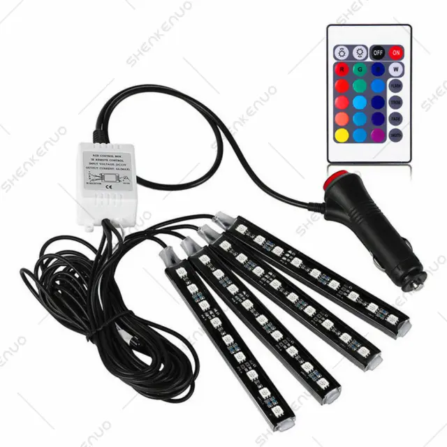 US 4X LED Under Car Tube Glow Underglow Underbody System Neon Strip Lights Kit