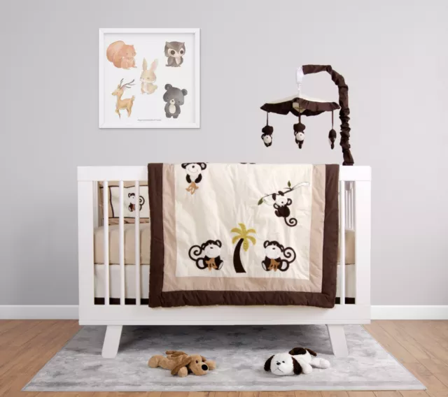 BabyFad 9 Piece Monkey Brown Baby Crib Bedding set