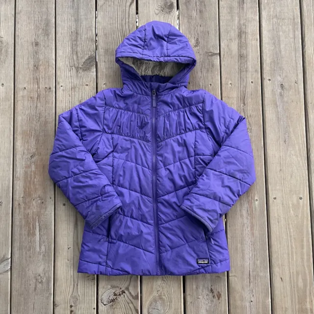 Patagonia Down Jacket Hooded Purple Puffer Coat Girls Large Women’s XS VTG