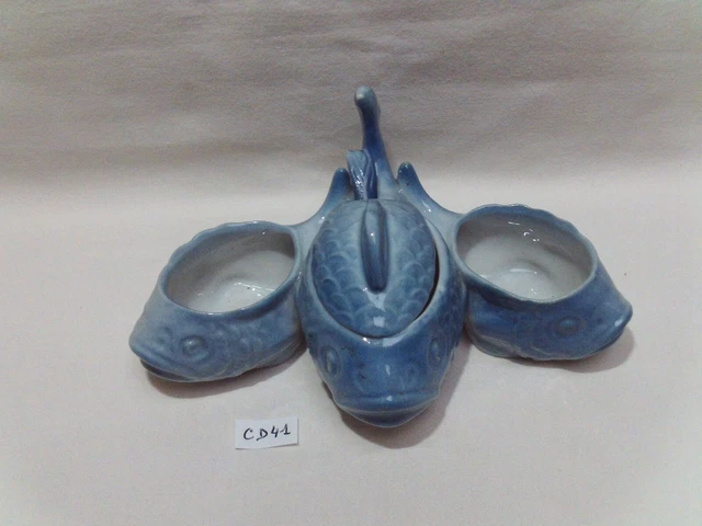 Service Sel-Poivre en métal argenté et verre bleu cobalt - Arts de la table