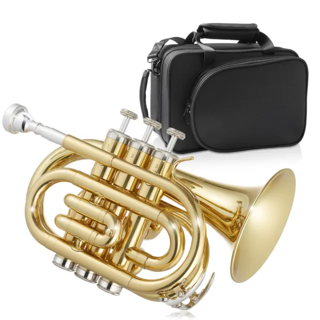 Bb Pocket Trumpet with Gold Lacquer Finish with Case