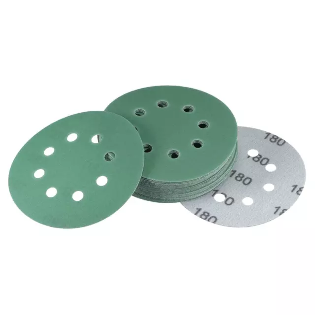 Pellicule Verte Disque Ponçage 180 Grains 8 trous Aluminium Crochet 25Pcs