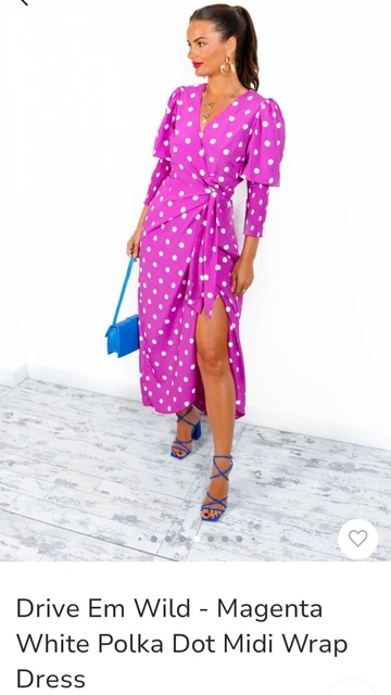 DLSB MAGENTA POLKA Dot Wrap Dress Size 16 Bnwt 35.00 PicClick UK