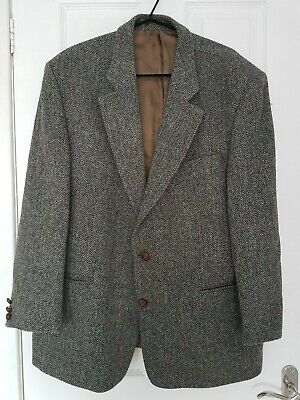 Men's Harris Tweed Kilmaine Wool Brown Vintage Blazer Jacket 