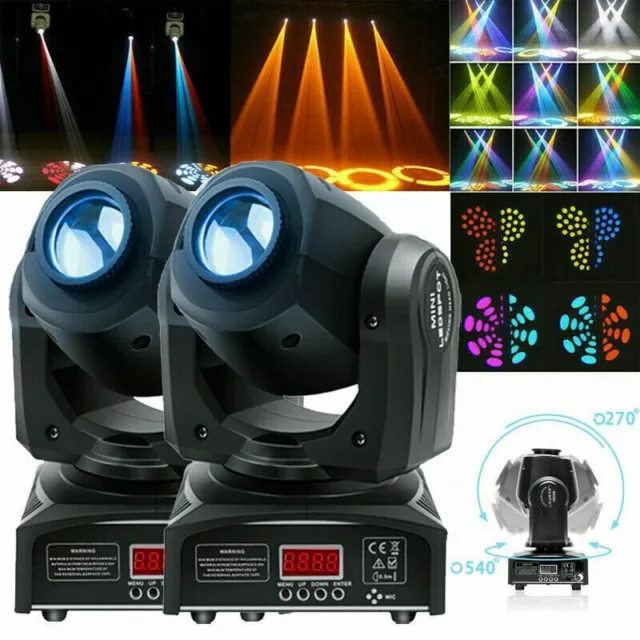 2x 80W RGBW Stage Lighting Spot GOBO LED Moving Head DMX512 Disco DJ Party Light