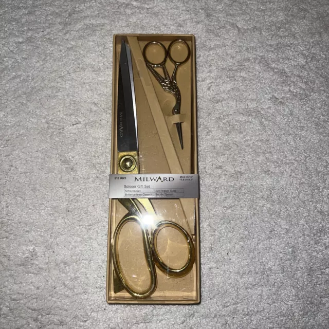 Milward Premium Set- Dressmaking Shears & Stork Embroidery Scissors - Gold 25.5