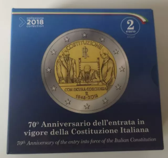 2 Euro Italia 2018 Costituzione Italiana PROOF FS PP BE