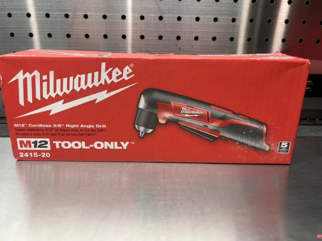 Milwaukee M12 3/8" Chuck Right Angle Drill Driver 2415-20 12V 800 RPM Torque 100