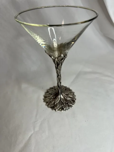 Grey Goose Vine and Feather Metal Based Martini Glass - 1 Glass:  Martini Glasses