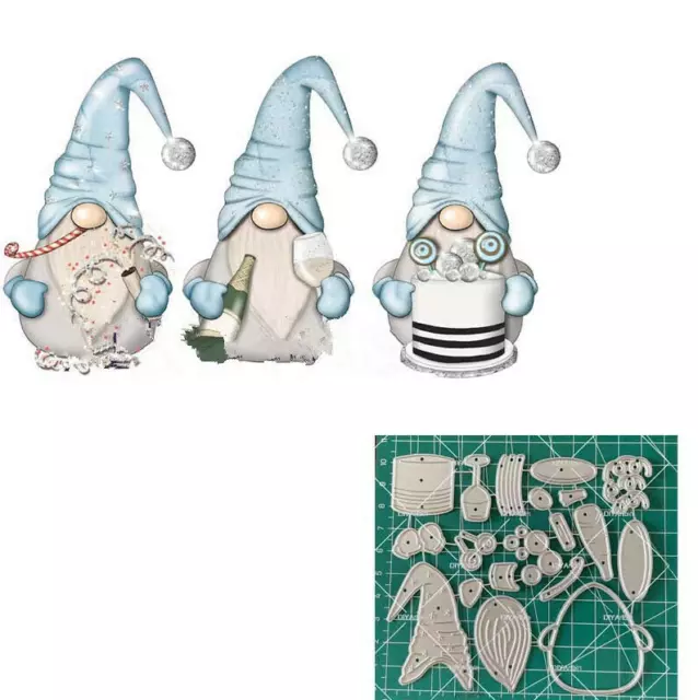 Gnome Bottle Hat Metal Cutting Dies Stencils Scrapbooking Embossing Album Craft