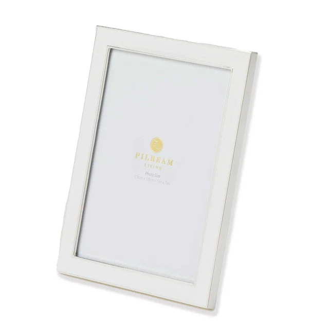 Pilbeam Living Tiffany Metal 5x7" Photo Frame Picture Display Stand White/Silver