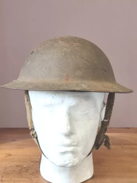 Original Ww2 British Home Service Brodie Helmet With Chin Strap & Liner 1940-41
