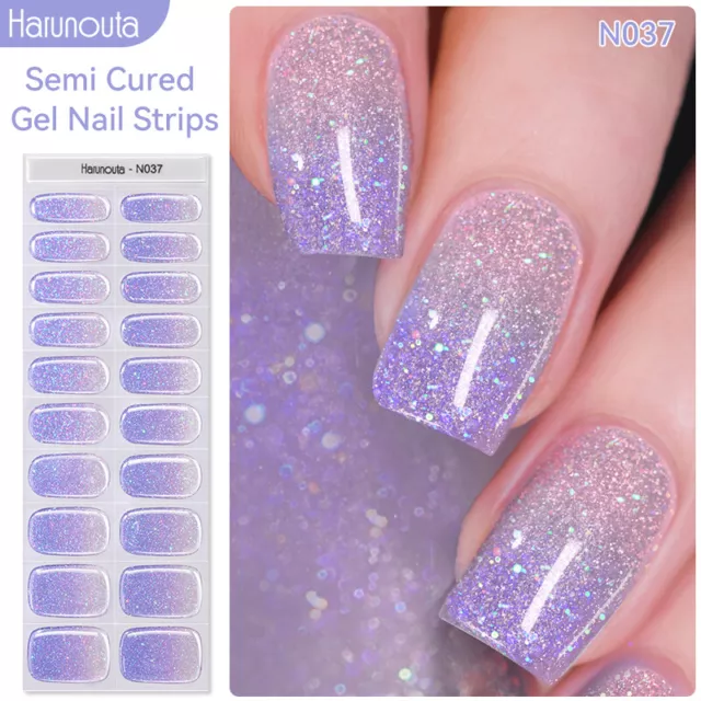 Harunouta 20Tips Gel Nail Wraps Long Lasting Full Cover Semi-cured Gel Sticker