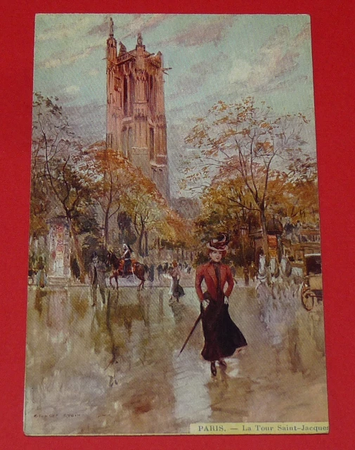 Cpa Carte Postale 1910 Paris Illustrateur George Stein Tour Saint-Jacques