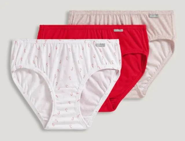 New Jockey Women's size 6 Underwear Elance Cotton Bikini 3 Pack Earth White  Leaf