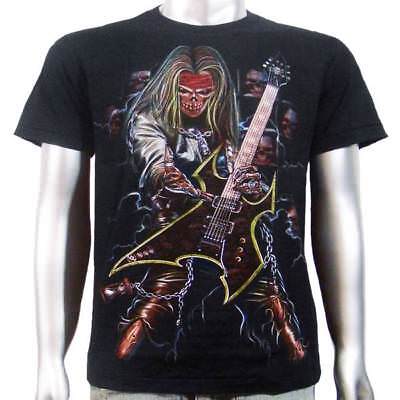 Skeleton Electric Bass Guitar Indie Emo Punk Rock Music Tattoo Men T-shirt M & L