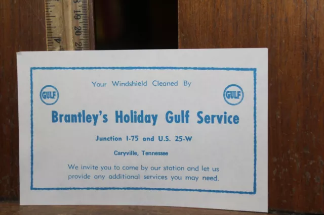 Vintage 1960's Flier Brantley's Holiday Gulf Service Station Caryville Tennessee