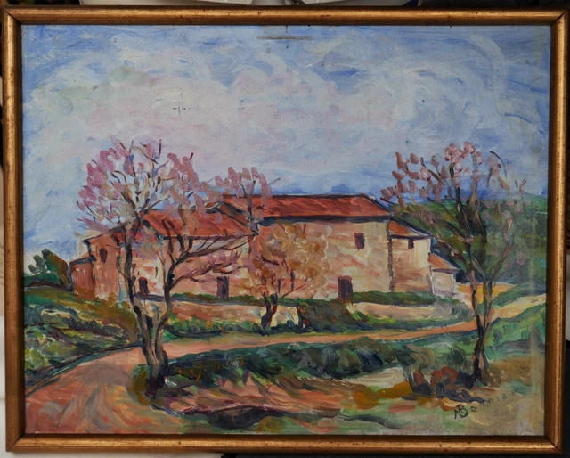tableau signé Barnier: mas provençal