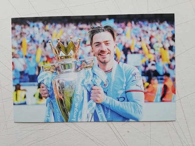 Manchester City 2022-2023 Treble Winners - Affichage Photo Autographe A4 Encadré Premium