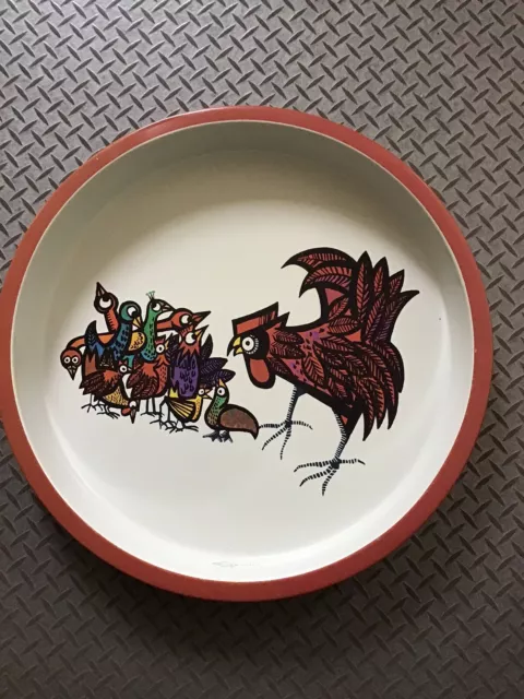 Vintage 'WILLOW' Australia Retro Serving  Drinks TRAY Chickens ROOSTER Print