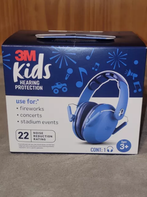 3M Kids Hearing Protection Earmuffs 22 Decibel Protection Blue NEW PKIDSB-BLU