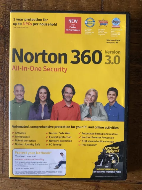 Norton 360 All-In-One Security Version 3.0 Windows Vista Windows XP - With Key
