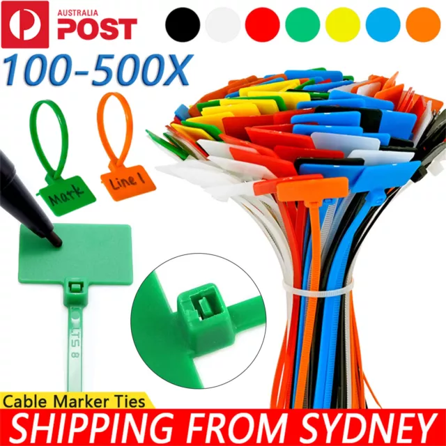 UP 500X Cable Zip Ties Nylon Mark Marker Tags Tag Ethernet RJ45 RJ12 wire Label