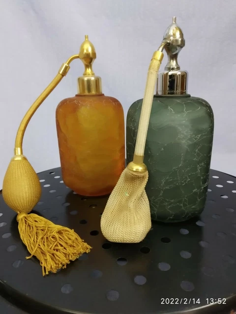 Suspension art déco en verre craquelé couleur ambre, 1920-30