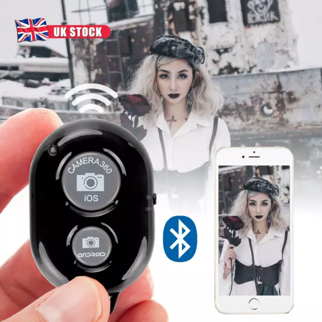 Bluetooth Remote Control Camera Selfie Shutter Stick for iphone Android UK Black