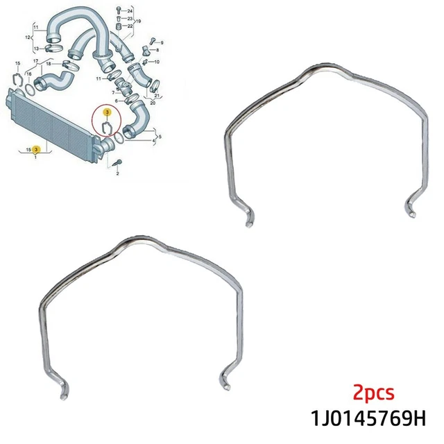 1J0145769H kompatibler Ladeluftkühler Turboschlauch Rohr Halteklammern silber