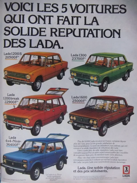 1979 Les 5 Lada Un Solid Reputation Press Advertisement - Advertising
