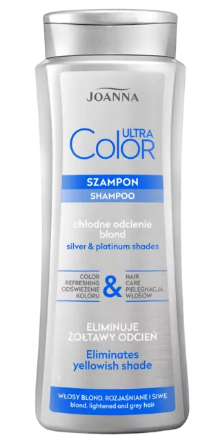 Champú platino Joanna Ultra Color System para cabello gris teñido rubio 200 ml 400 ml