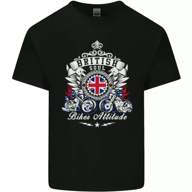 T-shirt top da moto British Soul Biker da uomo cotone