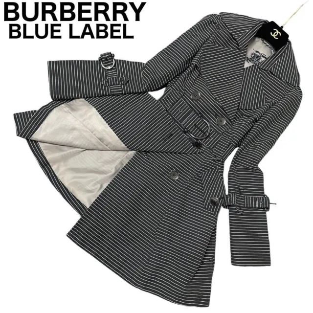Woman Burberry Blue Label Trench Coat Doublebreasted Striped ASIAN FIT36 US:XXS.