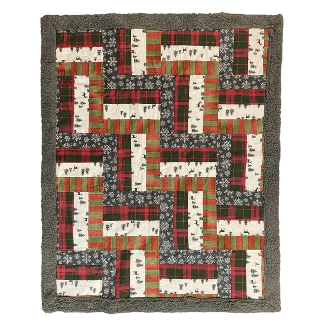 Christmas Quilt with Gray Soft Backing 32x40"