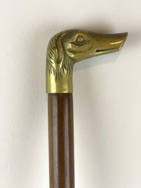 Vintage Brass Dog Head Walking Stick Handle