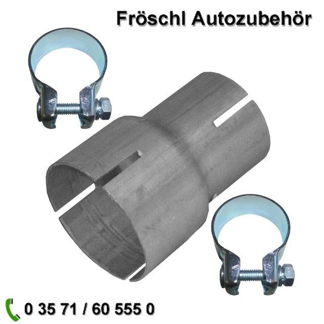 Aufweitung von 50mm auf 65mm Auspuff Adapter Reduzierung connector 2 Schelle c*