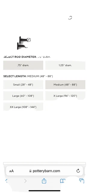 Pottery Barn Bronze Curtain Rod and Wall Bracket Medium .75" diam.