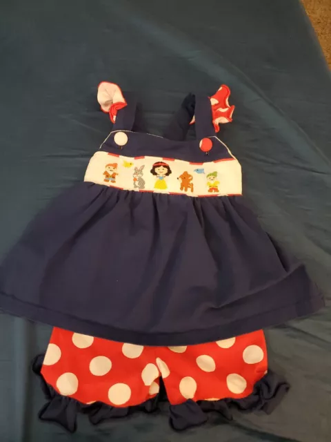 Baby Girl SWEET LAROSE Smocked 2 Piece Short Set Polka Dot Snow White 18 Months