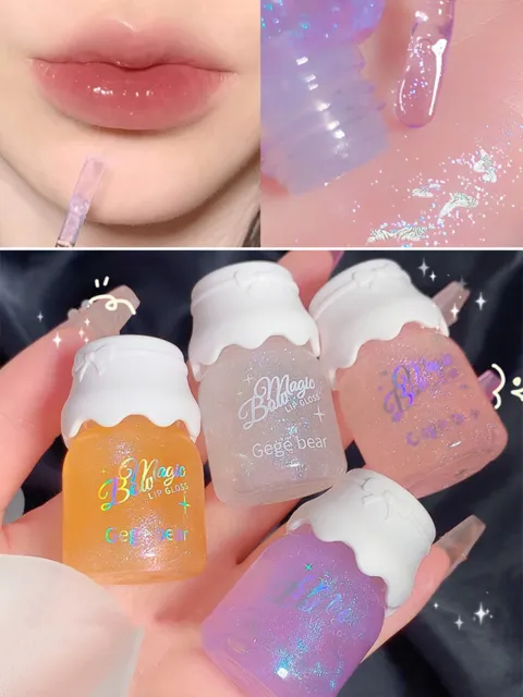 Cute Milk Jar Lip Gloss Glitter Lip Plumper Lip Oil Lipsticks Makeup Cosmetic *