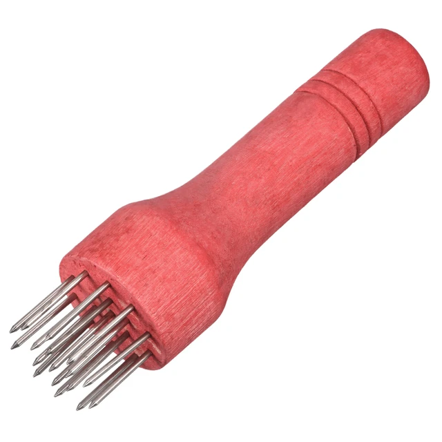 Stainless Steel Meat Tenderizer Needle Nails with Wooden Handle, Red