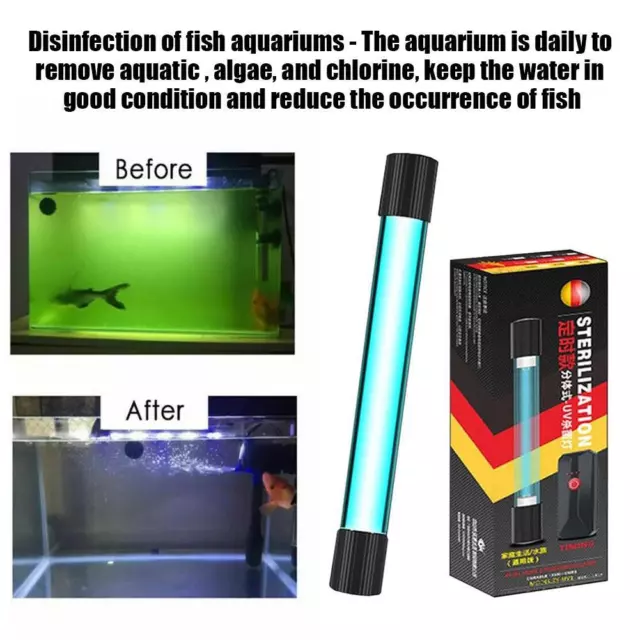 Fish Tank UV Sterilization Lamp Aquarium Ultraviolet Algae Submersible Q1O3
