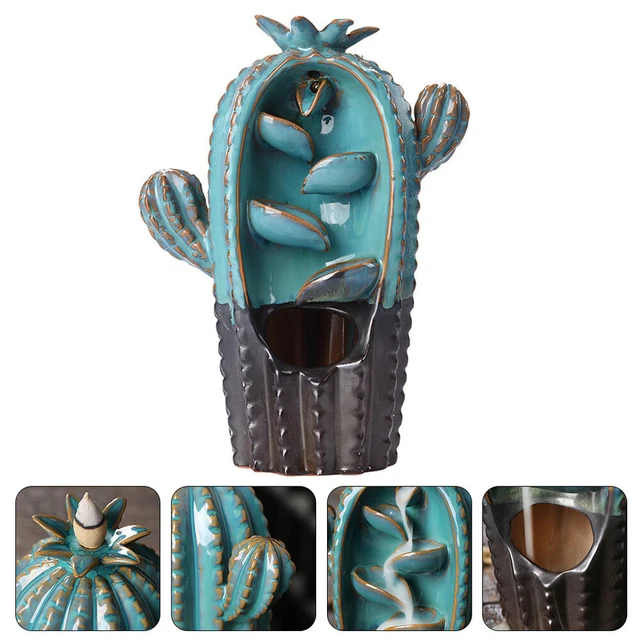 Quemador de incienso de reflujo novedad cactus reflujo incienso quemador de palitos cono