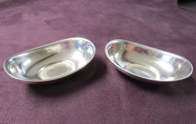 Pair of Sterling Nut Dishes Karl Gustav Hansen 1957 Denmark Rare Engraved Accent