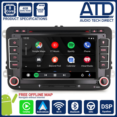 8" pulgadas Android Auto 10.0 GPS SatNav CarPlay DAB Radio de Coche para SKODA OCTAVIA Mk2 VRS 