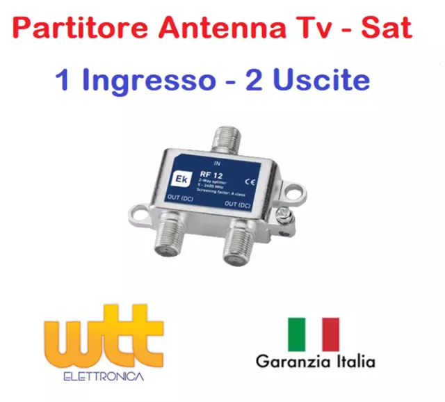 Partitore Divisore Splitter Antenna Tv Satellitare 1 INGRESSO 2 USCITE con F