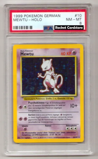 Pokemon Mewtu Holo Mewtwo Deutsch 10/102 Base Set PSA 8 NM-Mint