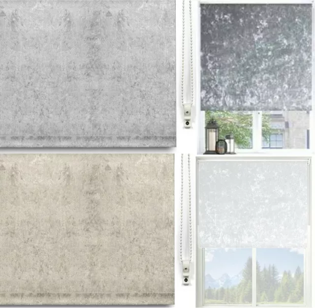 CRUSHED VELVET Roller Blinds Blackout or Standard Fabric - 60cm Upto 240cm