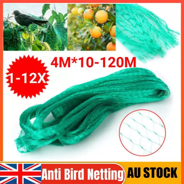 4X 10M-120M Commercial Fruit Tree Plant Knitted Anti Bird Netting Pest Net Mesh