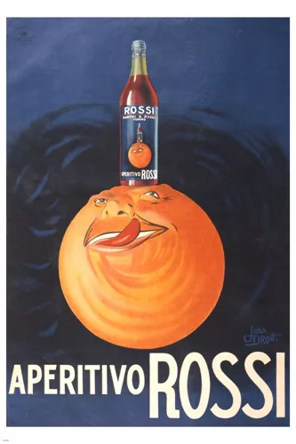 aperitivo rossi VINTAGE ITALIAN AD POSTER 20x30 ORANGE LIQUOR rare!